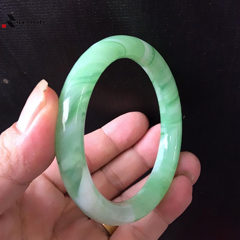 Capacidade Imitação Jade Pulseira Verde Feminino Vintage Redondo Senhoras Jóias Presente Agradável