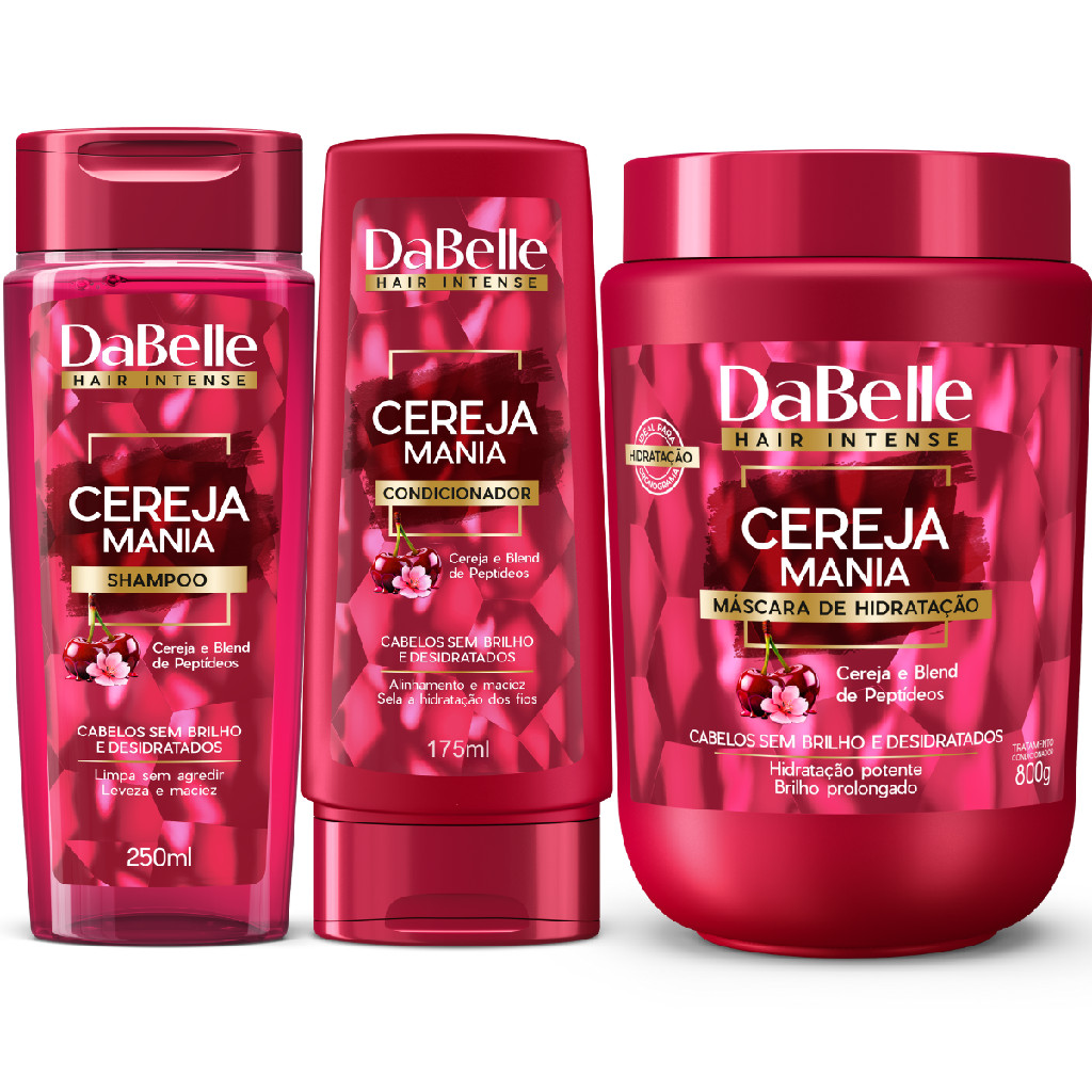 Kit Dabelle Cereja Mania Shampoo 250ml Condicionador 175ml Máscara ...