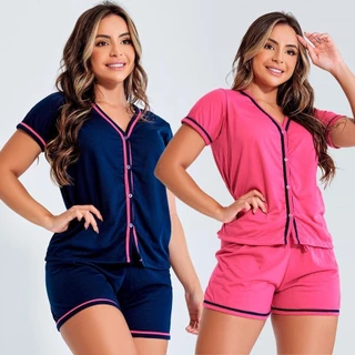 KIT 2 Pijamas Americanos Amamentação Baby Doll Blogueirinha em Oferta na Shopee