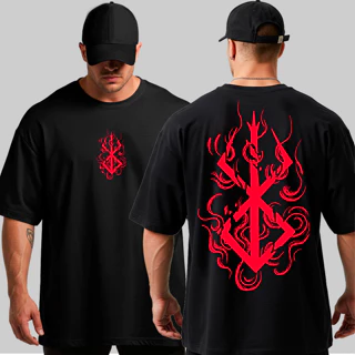 Camiseta Oversized Berserk Sacrifício Simbol Grande Algodão Streetwear Academia 0376