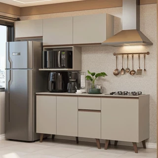 Armário de Cozinha Completa 240 cm  Nice Madesa 06 em Oferta na Shopee