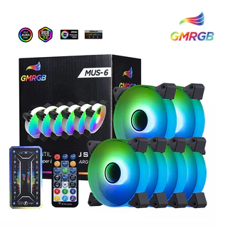 GMRGB Kit6 120 mm pc gamer computador ventilador de caixa ARGB 12v Dissipador de calor aura Sync Cooler ARGB kit de controlador silencioso ventilador