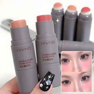 Blush Creme de Cabeça Dupla Blush Stick Creme Monocromático de Alto Brilho Bochecha Labial Monocromática de Alto Brilho
