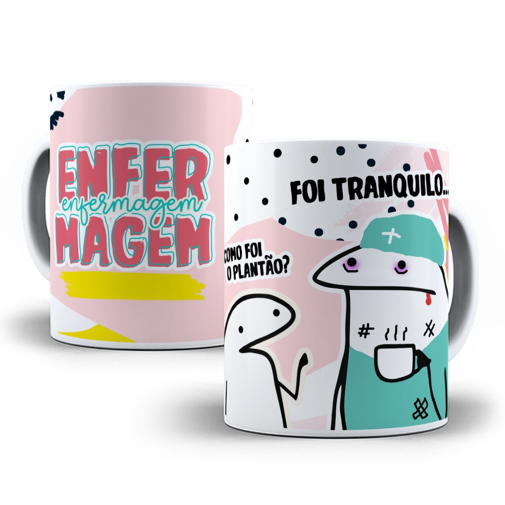 Caneca Flork Profissões Enfermagem 325ML Porcelana