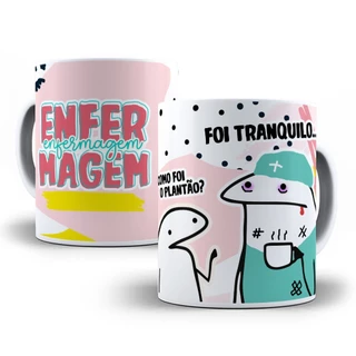 Caneca Flork Profissões Enfermagem 325ML Porcelana