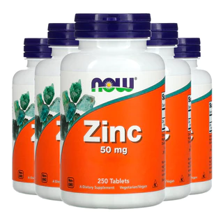 Kit 5x Zinco Gluconato 50mg Now Foods 250 Tablets Importado/Made in Usa