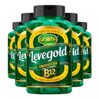 Kit 5x Levegold + Vitamina B12 450mg Unilife 450 Cápsulas