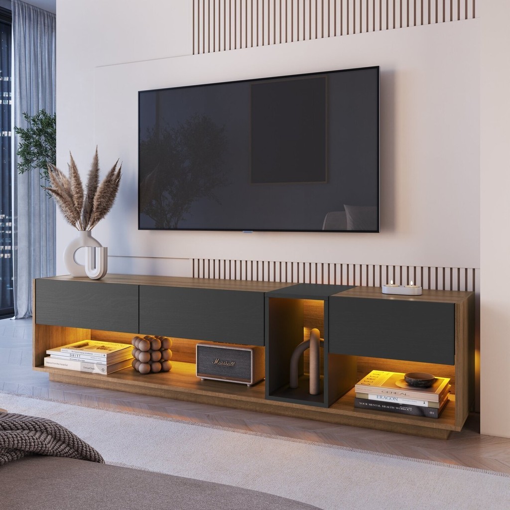 Rack para Tv até 65 Polegadas com 3 Gavetas e 1 Nicho com Iluminação em ...