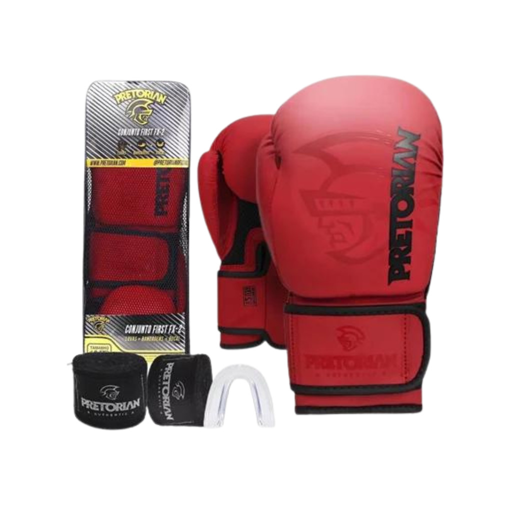 Kit Luva Pretorian First Boxe Muay Thai + Bandagem + Bucal