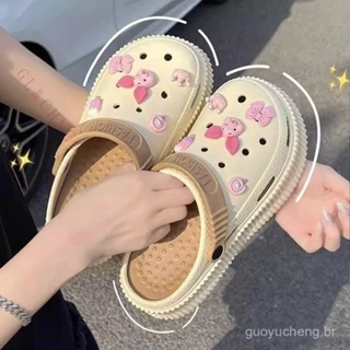 GLCHENG Um Par de Bonito Piggy Hole Sapatos Deslizamento Grosso Sapatos de Praia em Baotou Sentir Verão Chinelos AW4G