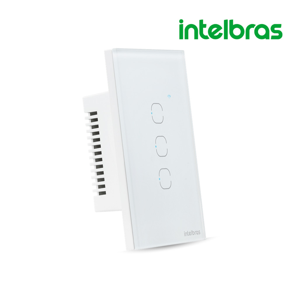 Interruptor Inteligente Smart Touch Wi-fi 3 Teclas Ews 1003 Branco Intelbras Multifuncional Tomada Voz Alexa Google