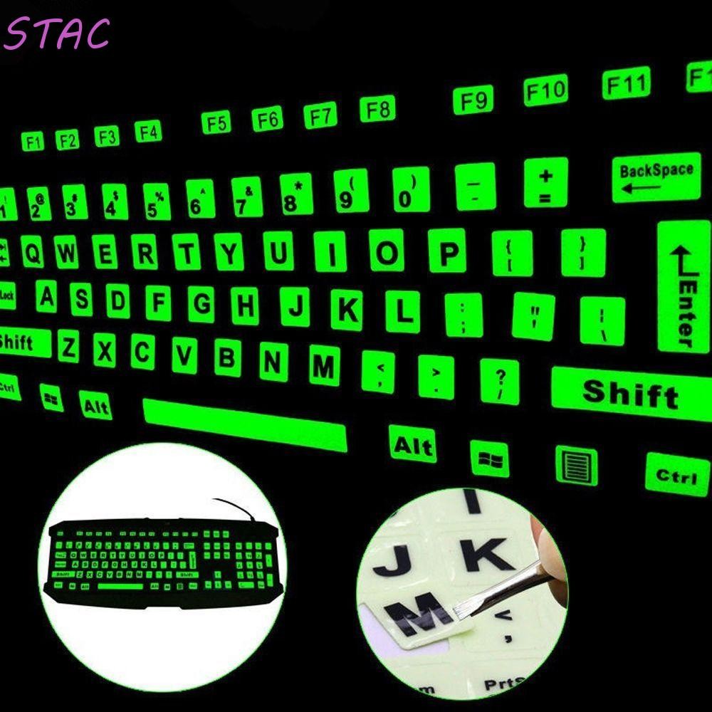 Capa Fluorescente Para Teclado STAC Luminosa Em Inglês 1 Peça Que Brilha No Escuro PC Laptop Adesivo De Letras Grandes