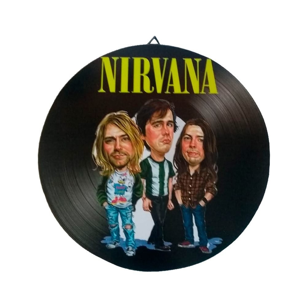 Placa Disco de Vinil Decorativo em Madeira Star - Banda Nirvana ...
