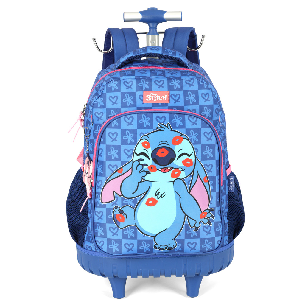 Mochila Mochilete Rodinha e Costa Stitch Disney Grande 48cm Com Puxador ...