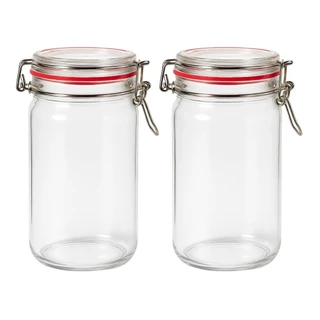 Kit 2 Pote de Vidro Hermético Clip Casual 1000ml com Tampa Vedante e Fecho Metálico
