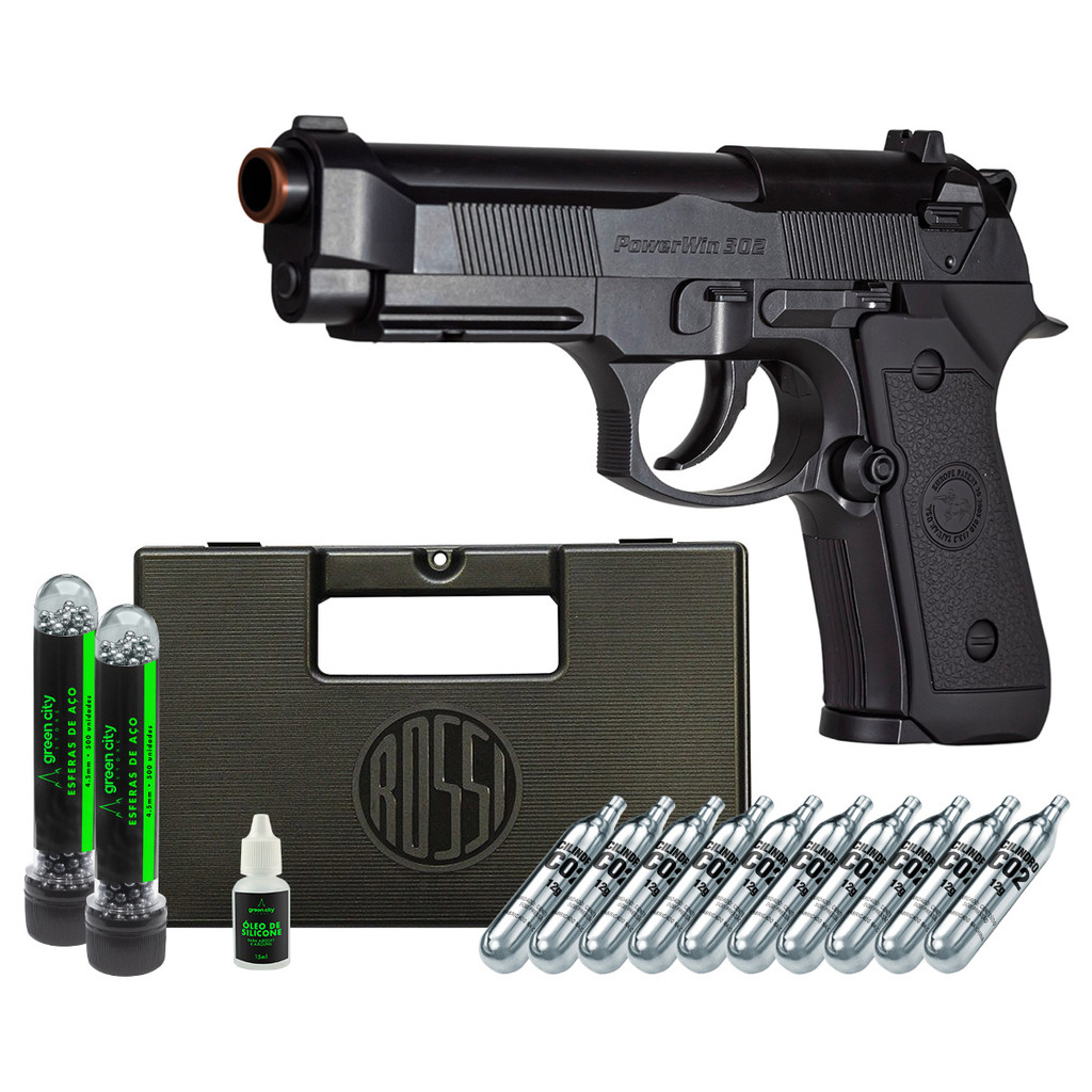 Combo Pistola de Pressão Beretta M9 Rossi M92 M9 4.5mm, Kit Maleta