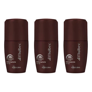 kit 03 Desodorantes Antitransp. Roll-on Malbec 55ml Boticário