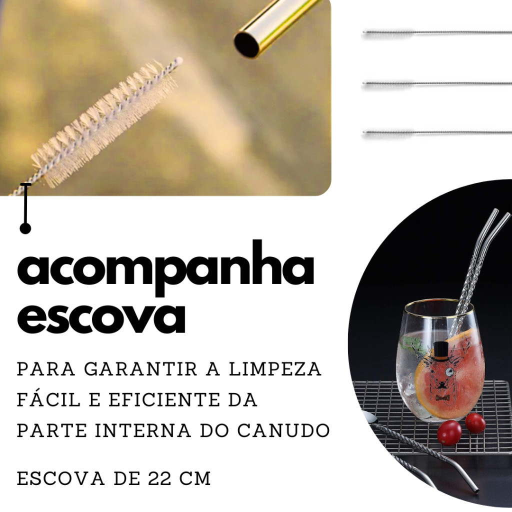 Novo - Kit 6 Colher Canudo Aço Inox Mexedor Drinks Bebidas Bar + Escova de  Limpeza 22cm | Shopee Brasil