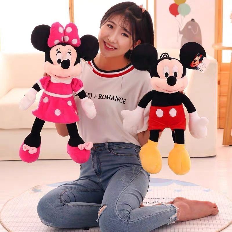 Kit 03 Boneca De Pelúcia Musical Mickey Minnie Laço Rosa vermelho ...