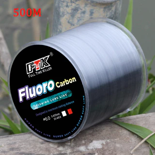 FTK 500m Linha De Pesca Em Nylon Cinza Cor Com Revestimento De Fibra De Carbono Mosca Monofilamento Carpa