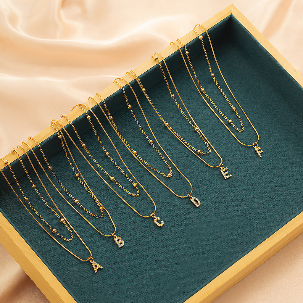 Correntes Claviculares Diárias Em Camadas Com Rhinestone 26 Cartas Pingentes Para Mulheres No Pescoço Acessórios De Moda 2024 Jóias Femininas Presentes Meninas