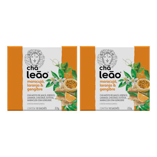 Combo 2 chás Leão Premium - Maracujá, Laranja E Gengibre 20 Sachês em Oferta na Shopee