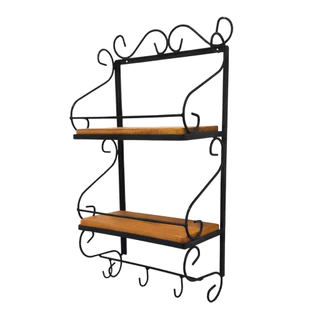 Prateleira Em Ferro E Madeira Super Resistente para Banheiro E Cozinha Porta Condimentos Canecas em Oferta na Shopee