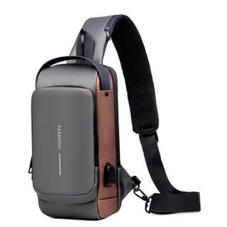Bolsa Masculina Pochete Transversal Cadeado Ombro Impermeável Tecido Liso Antifurto Bolsa de Peito
