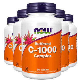 Kit 5x Vitamina C 1000mg Now Foods Bioflavonids 90Tbs Importado /Made in Usa
