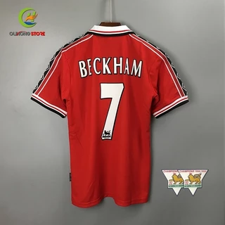 98 /99 Manchester United ML Retro Jersey Futebol Jersey 1998 /1999 Uniforme Beckham
