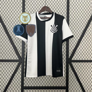 Camisa de futebol 24 /25 C-S No. 2 Camiseta de manga curta preta branca para homens de manga curta
