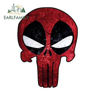 EARLFAMILY 13cm x 9,7cm Deadpool Skull Car Sticker Guitarra À Prova D'água Surfboard Bagagem Motocicleta Vinil Decalque Personalidade De Arranhões Mercadorias De Carro