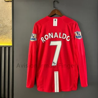 Camisa Longa Retro 07-08 Home No 7 Ronaldo League Manga Longa.