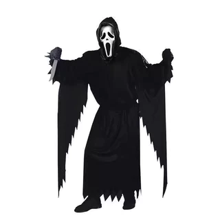 O fantasma do Halloween transfronteiriço grita, a festa do baile de fantasias mostra um papel assustador