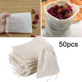 50 Unidades/Pacote Sacos De Vegetais De Malha De Algodão Saco De Produção Reutilizável Armazenamento Cozinha Frutas Com Cordão
