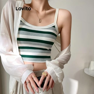 Lovito Regata casual listrada geométrica para mulheres LNE74088