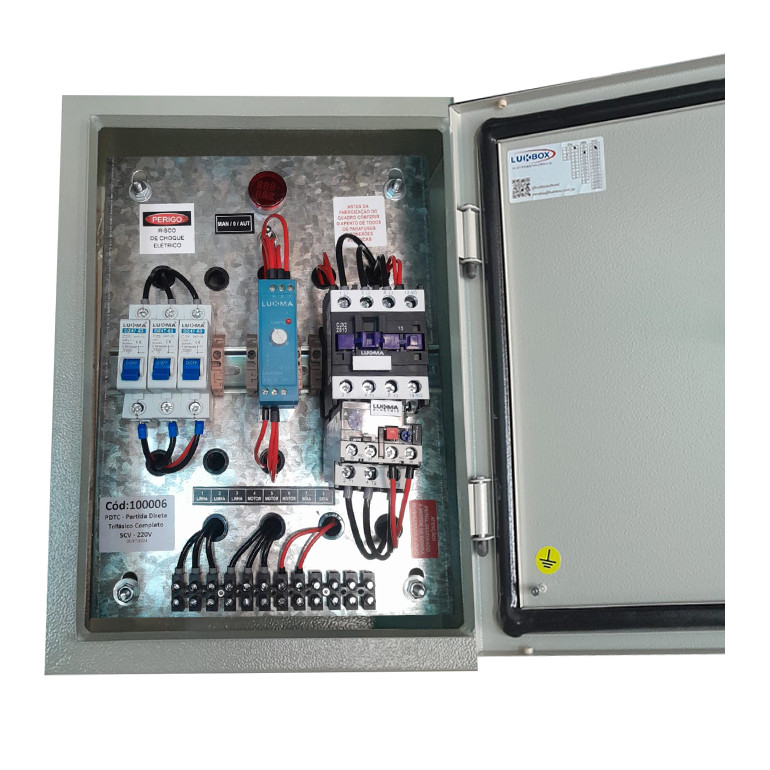 Painel PDTC Partida Direta 220V Trifásico 5CV Com Proteção Para Motor ...