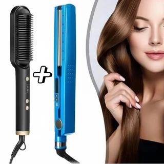 Kit Escova Alisadora Bivolt 5 em 1 + Chapinha de Cabelo Nano Titanium 450° - WL em Oferta na Shopee