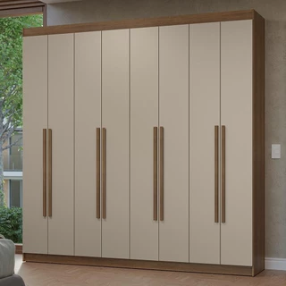 Guarda-Roupa Casal 8 Portas Batentes Rustic/Crema/Rustic Netuno Madesa em Oferta na Shopee