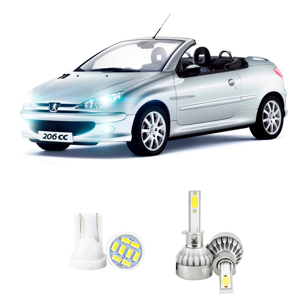 Lampada Led Farol Baixo Peugeot 206 Cc 2000 A 2007 20000lm | Shopee Brasil