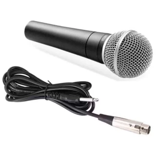 Microfone Profissional Sm58 Com Cabo 5 Metros Chave Liga E Desliga Alta Sensibilidade Karaokê Lapela