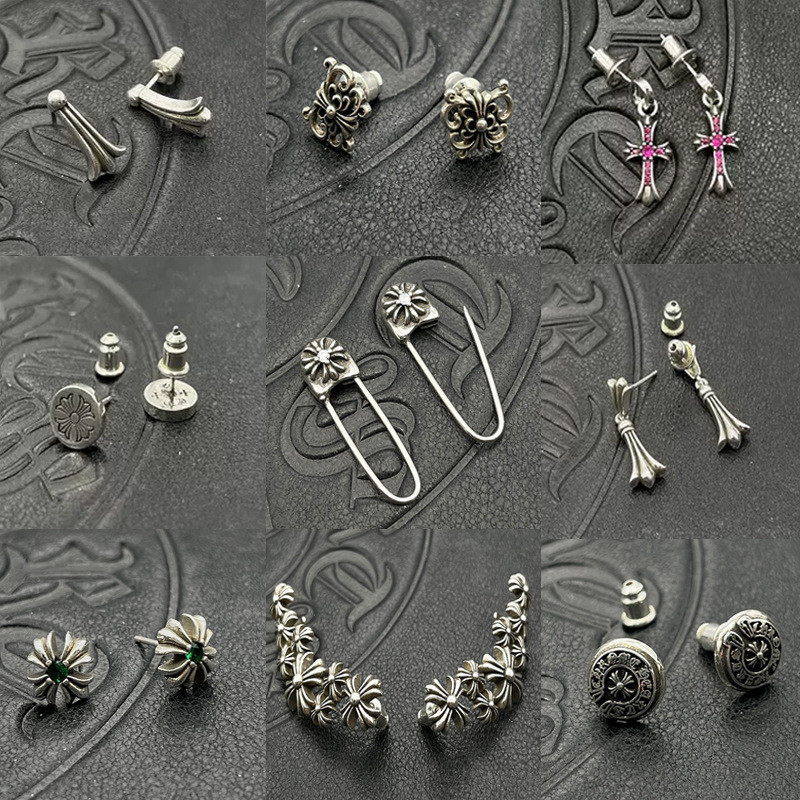 Chrome Hearts Brincos/925 Prata Retro Homens Mulheres Mesmo Chrome Hearts Brincos/925 Prata Retro Homens Mulheres Mesmo