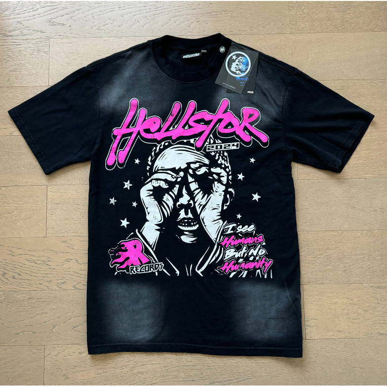 670 #Pure Algodão Real Tiro Real Hellstar Hellstar Beleza Hellstar High Street T-Shirt de manga curta solta