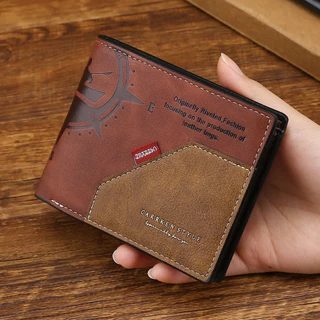 1 Peça Carteira Retro Carteira Masculina Bi-dobrável Carteira Jovem Moda Costura Contraste Carteira Multi-Cartão Carteira Menino Presente