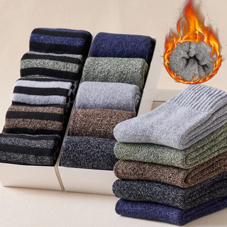 Homens Forro de Inverno Meias Quentes Meias Quentes Meias de Tubo Médio Meias Espessas