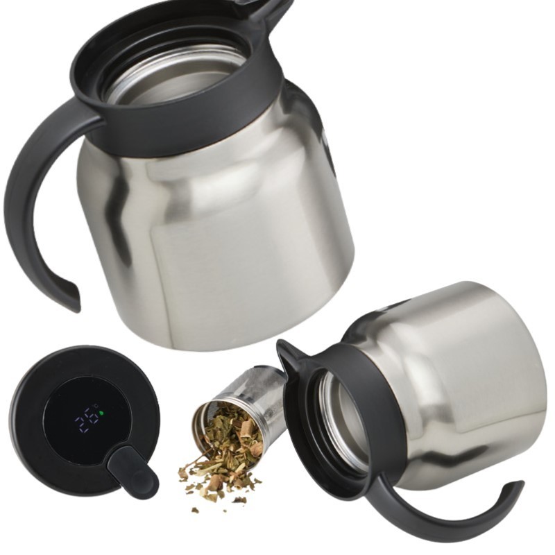 Chaleira Térmica Inox 750ml Com Display LED Para Infusão Chá
