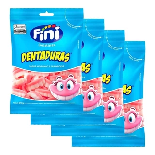 Kit 4 und Bala de Gelatina Fini Dentaduras 90g em Oferta na Shopee