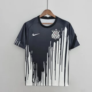 22 /23 C-S Colintian Homens Frente Uniforme Camisa De Futebol Preto Branco KKIH