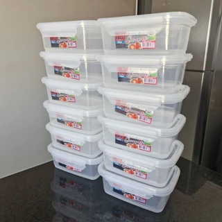 Kit 10 Marmita Fitness 750ml Transparente Retangular Potes Com Trava Para Micro Ondas e Freezer BPA FREE