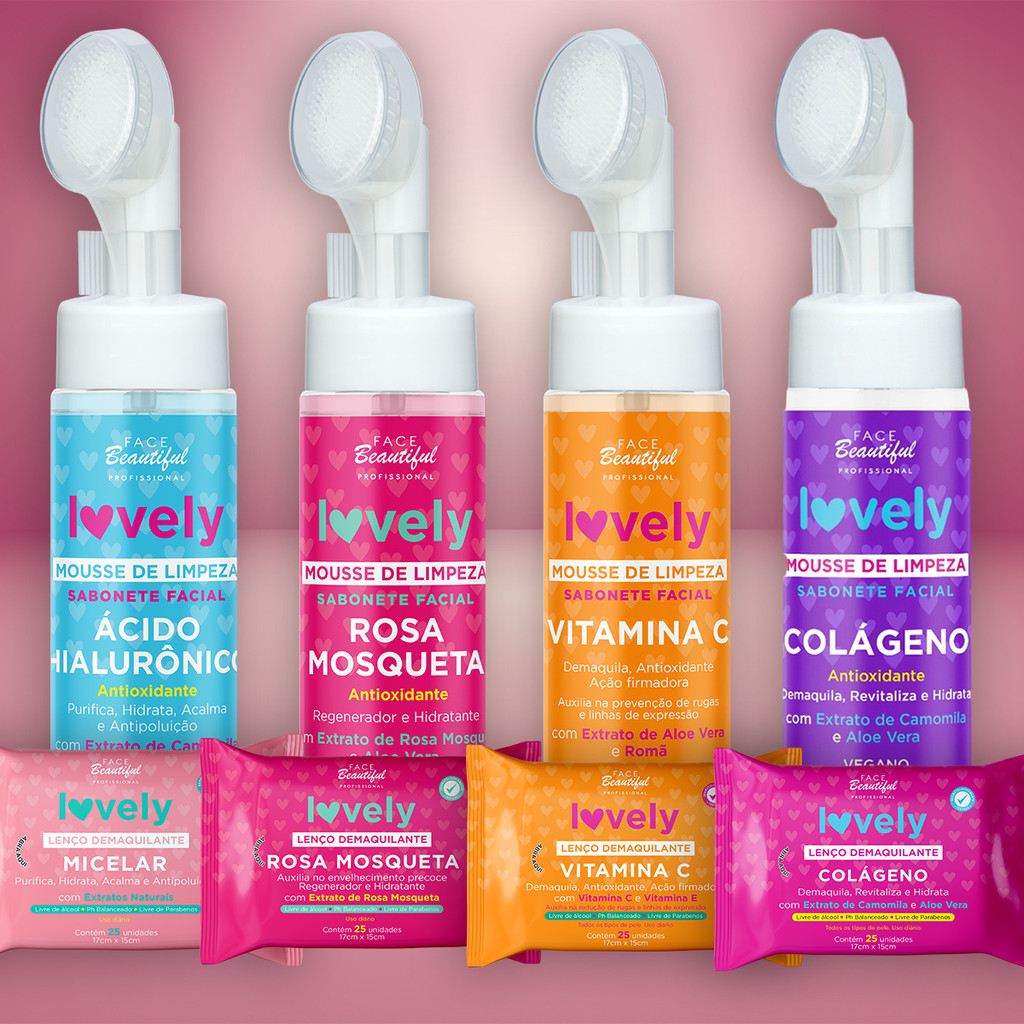 Kit Hidratação Facial Lovely - Mousse Facial + Lenço Demaquilante